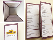 Menukaart drieluik ontwerp De Colonie Houten 2016