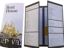 Menukaart vierluik ontwerp BoatHouse Almere